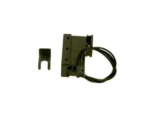 Mikroschalter zur Wassermangelsicherung von Bosch, bestehend aus einem schwarzen Gehäuse und einem angeschlossenen Kabel, mit zusätzlichem Halteclip.
